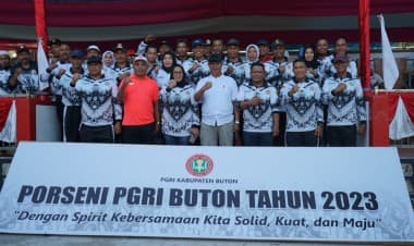 Buka Porseni PGRI, Sekda Buton Menyoroti Peran Guru dan Karakter Disiplin