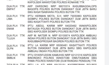 Enam Perwira Polres Buton Berganti