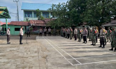 Jalin Sinergitas, TNI - Polri Gelar Apel Bersama di Kantor Koramil Pasarwajo