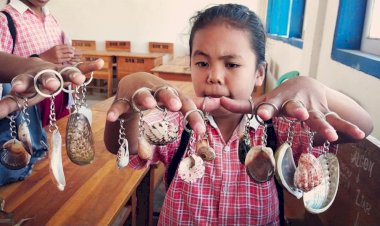Kreatif! Murid SDN 53 Buton Bikin Souvernir dari Kerang Laut